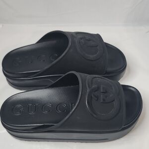 Gucci Black Retro Interlocking Platform Slide